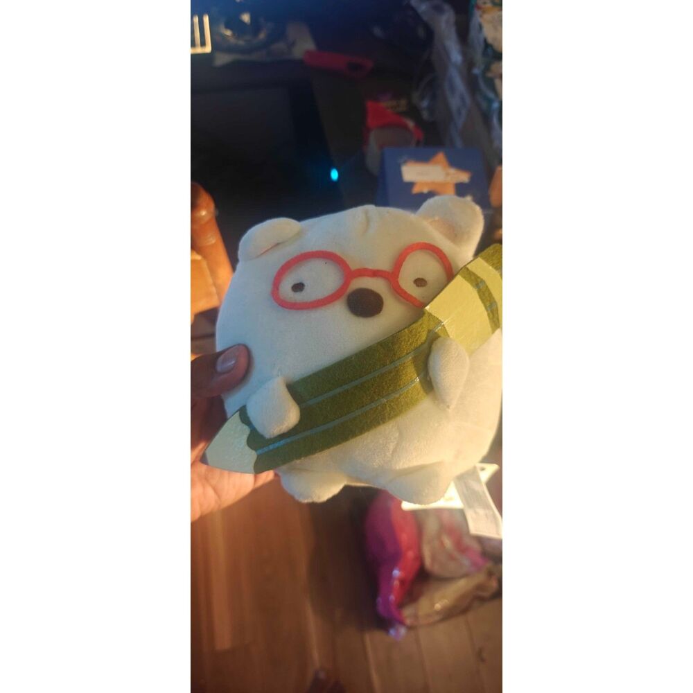 NWT Sumikko Gurashi Studying White Sumikko w Glasses 7" Plush San-X NEW 2022
